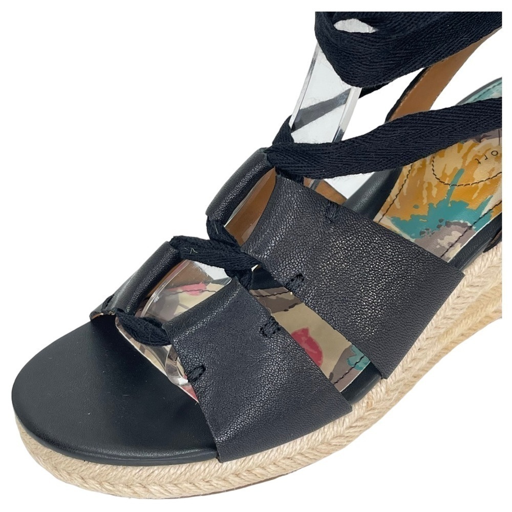 Patricia Nash Riva Black Leather Tie Up Womens Espadrille Sandals Size 7.5M - Picture 7 of 14